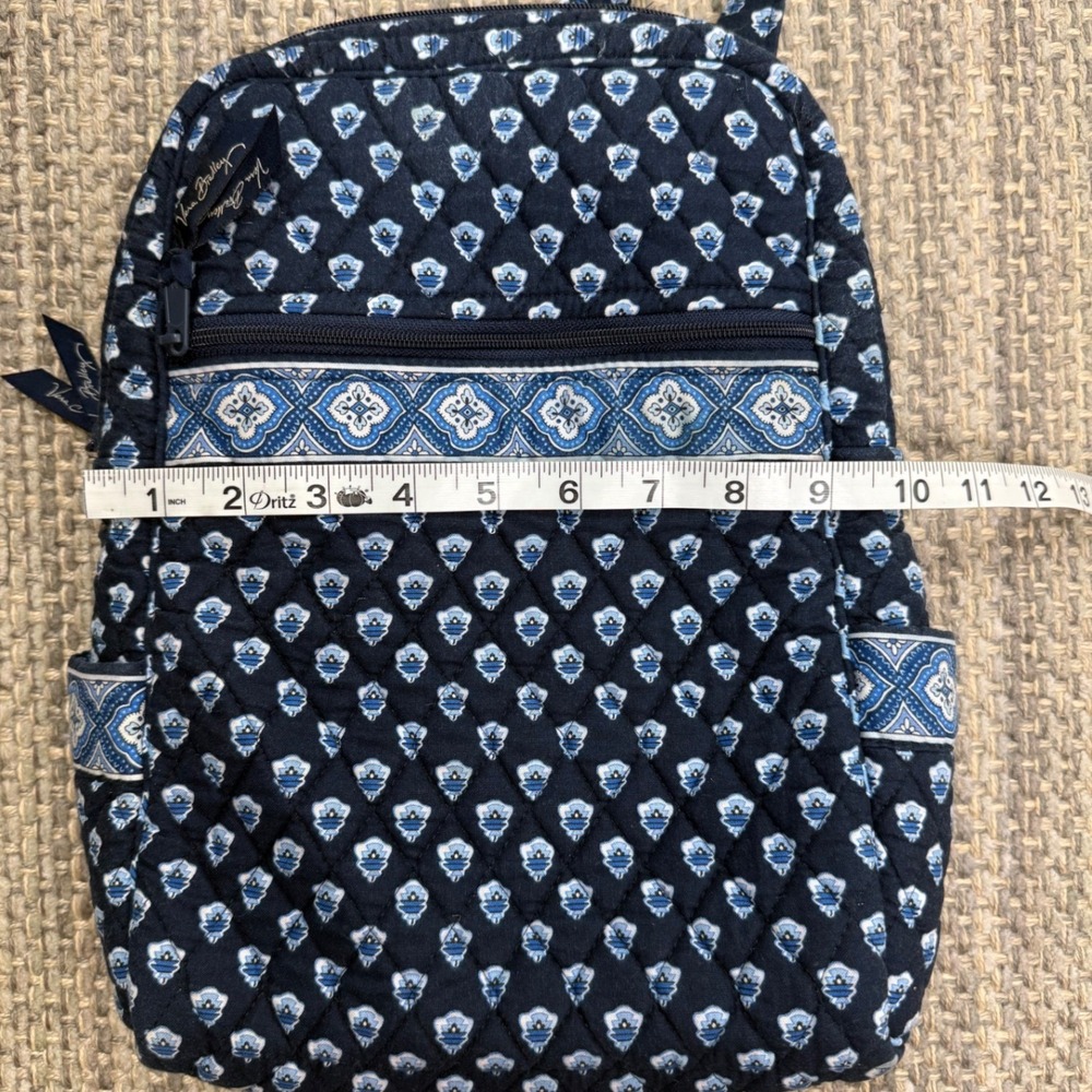Vera Bradley Mini Backpack Navy Blue Quilted Floral Cotton Adjustable Straps - Picture 12 of 15